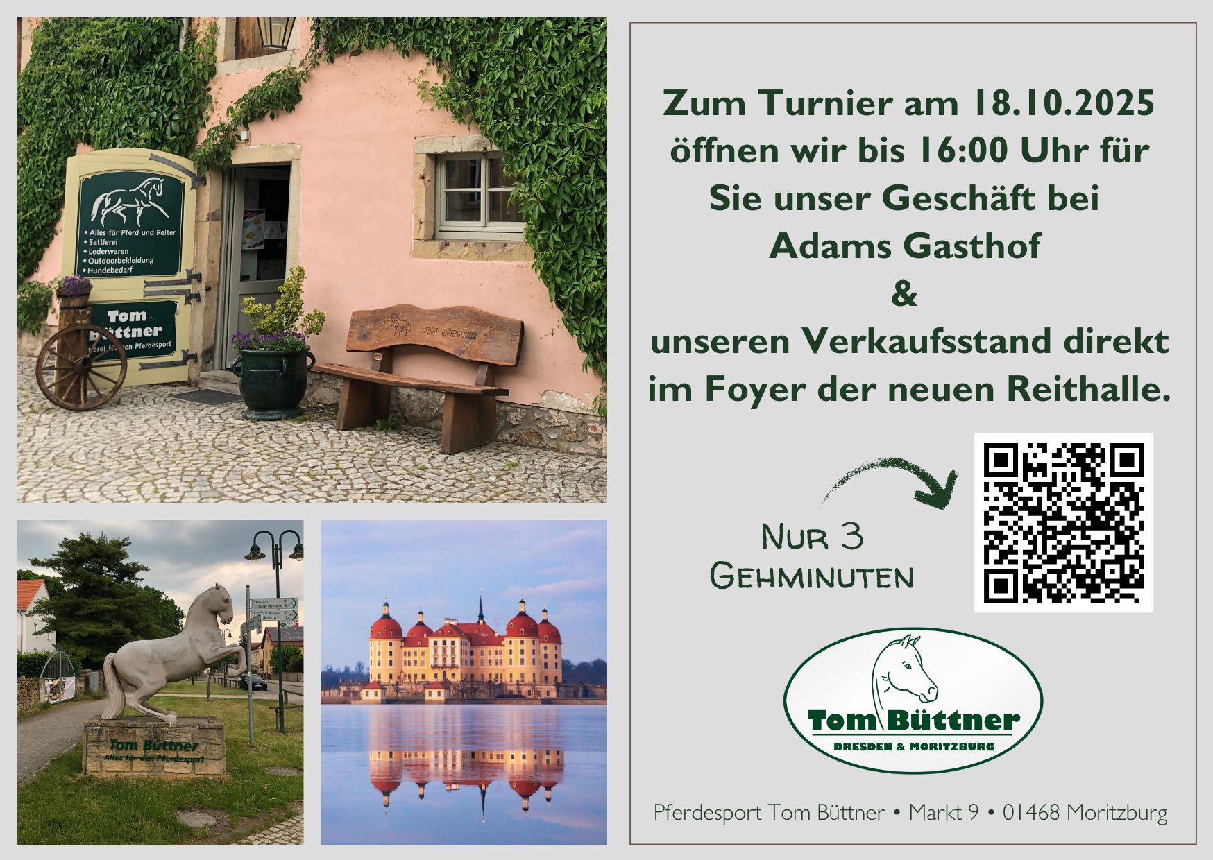 Verlängerte Öffnungszeiten zum Turnier am 18.10.2025 in Moritzburg